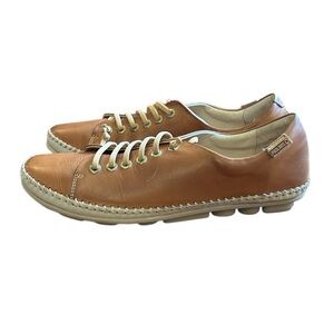 Pikolinos Riola Leather Lace Up Sneaker Shoe Brandy Tan Spain EU 41/US 10-10.5